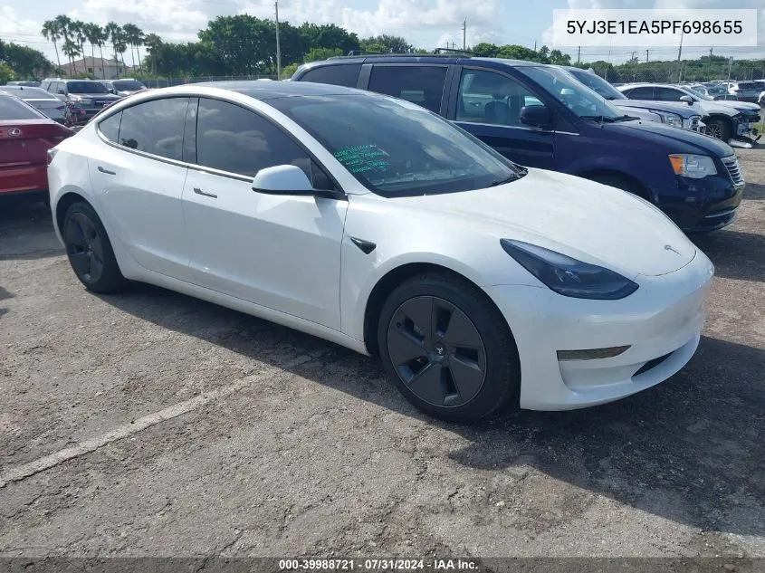 2023 Tesla Model 3 Rear-Wheel Drive VIN: 5YJ3E1EA5PF698655 Lot: 39988721