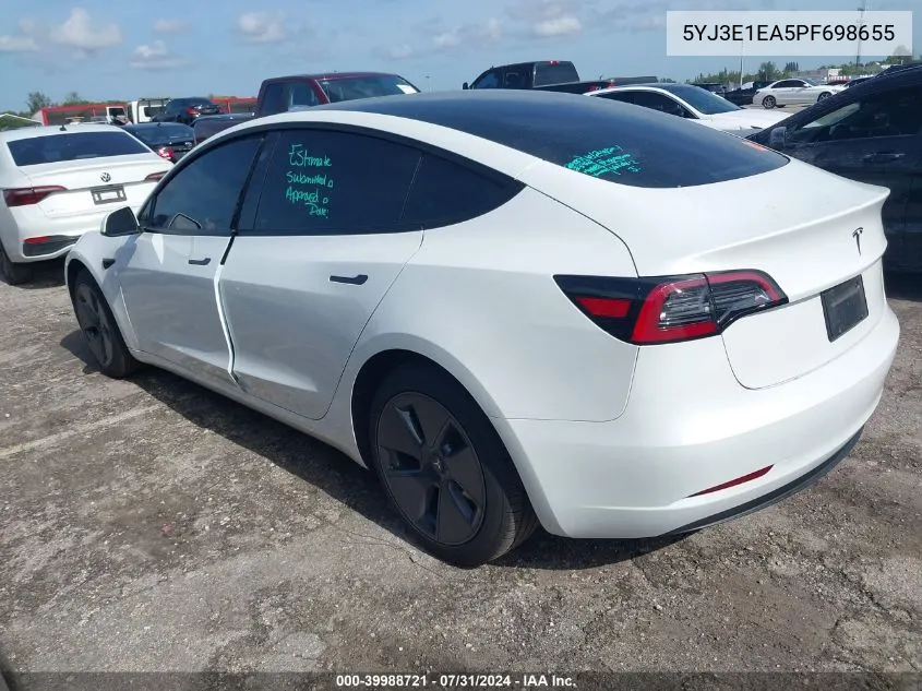 5YJ3E1EA5PF698655 2023 Tesla Model 3 Rear-Wheel Drive