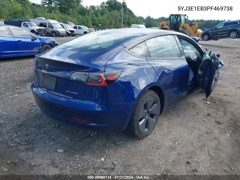 2023 Tesla Model 3 Long Range Dual Motor All-Wheel Drive VIN: 5YJ3E1EB3PF469738 Lot: 39990114