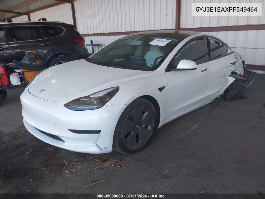 2023 Tesla Model 3 Rear-Wheel Drive VIN: 5YJ3E1EAXPF549464 Lot: 39990689