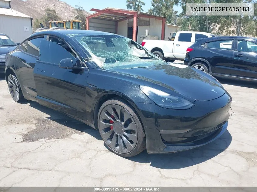 2023 Tesla Model 3 Performance Dual Motor All-Wheel Drive VIN: 5YJ3E1EC2PF615183 Lot: 39999125