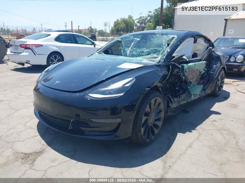 2023 Tesla Model 3 Performance Dual Motor All-Wheel Drive VIN: 5YJ3E1EC2PF615183 Lot: 39999125