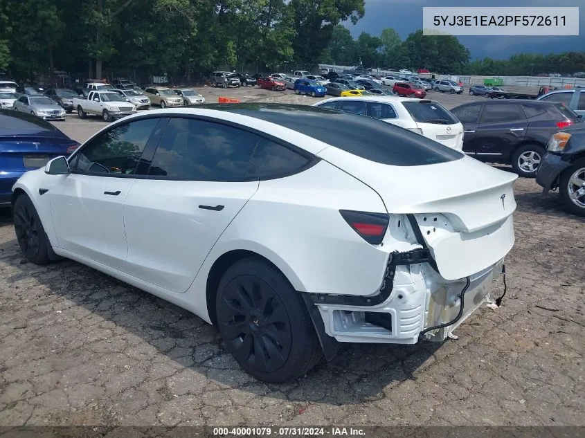 5YJ3E1EA2PF572611 2023 Tesla Model 3 Rear-Wheel Drive