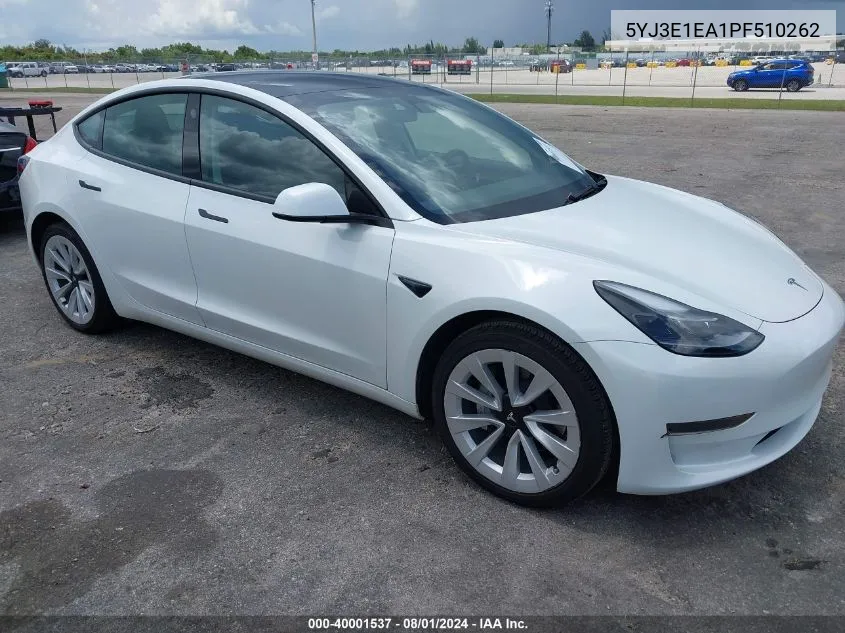 5YJ3E1EA1PF510262 2023 Tesla Model 3 Rear-Wheel Drive