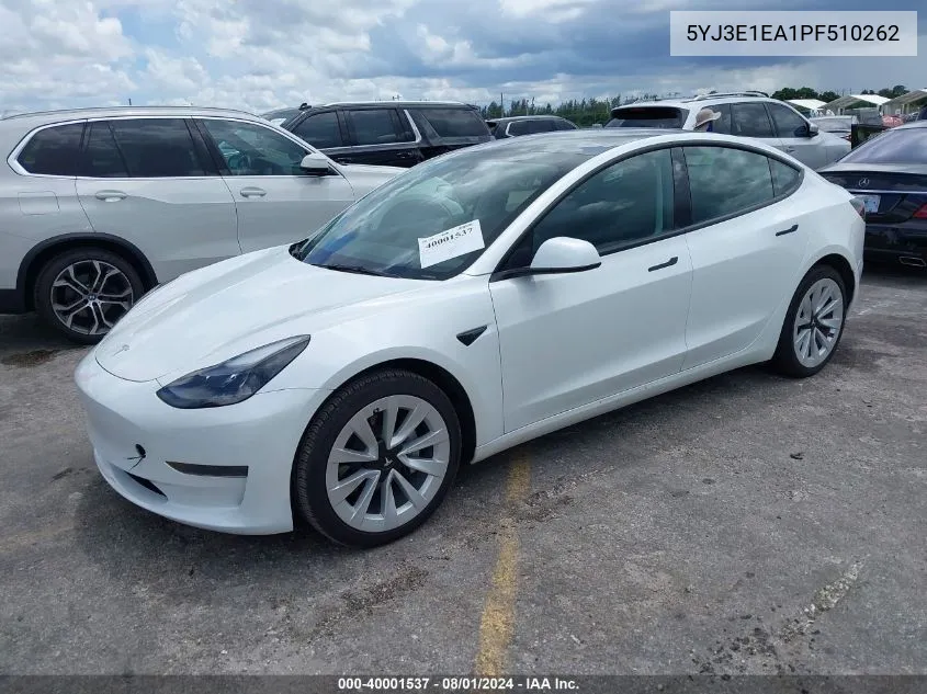 5YJ3E1EA1PF510262 2023 Tesla Model 3 Rear-Wheel Drive