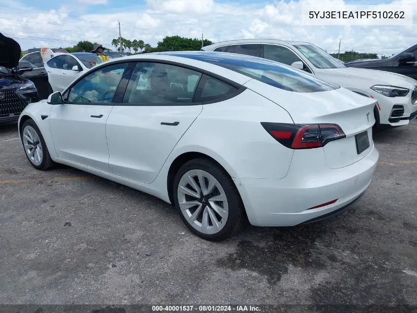 5YJ3E1EA1PF510262 2023 Tesla Model 3 Rear-Wheel Drive