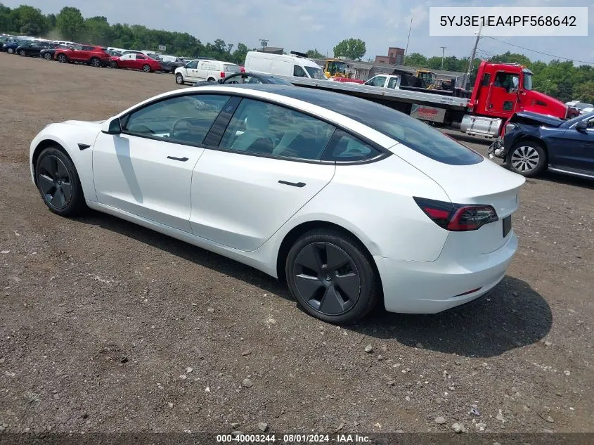 2023 Tesla Model 3 Rear-Wheel Drive VIN: 5YJ3E1EA4PF568642 Lot: 40003244