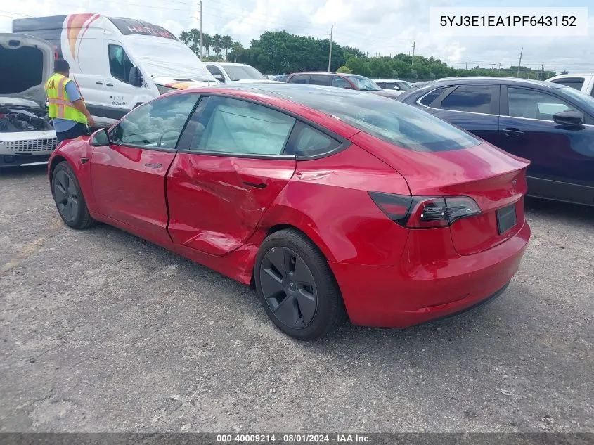 5YJ3E1EA1PF643152 2023 Tesla Model 3 Rear-Wheel Drive