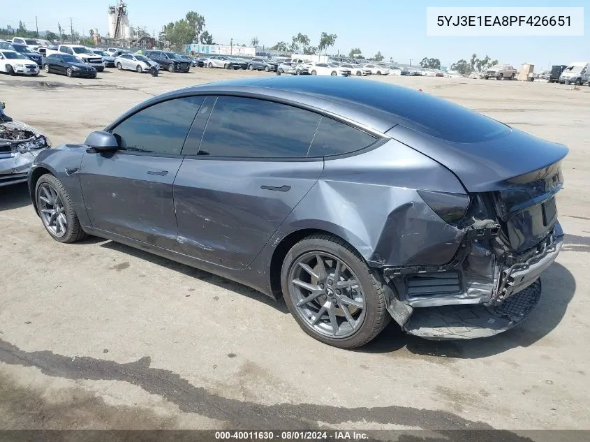 5YJ3E1EA8PF426651 2023 Tesla Model 3 Rear-Wheel Drive