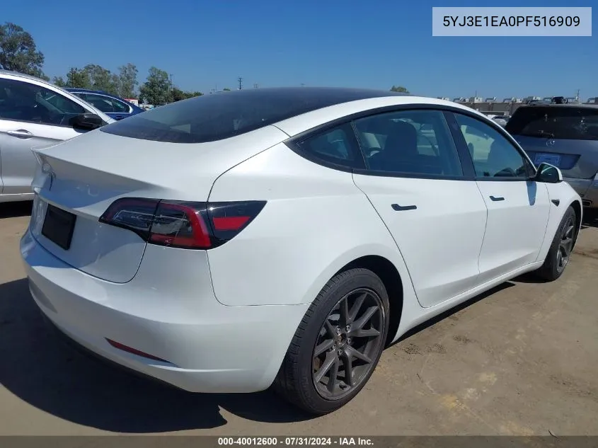 2023 Tesla Model 3 Rear-Wheel Drive VIN: 5YJ3E1EA0PF516909 Lot: 40012600