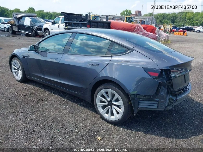 5YJ3E1EA3PF435760 2023 Tesla Model 3 Rear-Wheel Drive