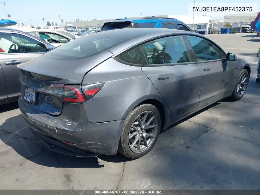 2023 Tesla Model 3 Rear-Wheel Drive VIN: 5YJ3E1EA8PF452375 Lot: 40044787