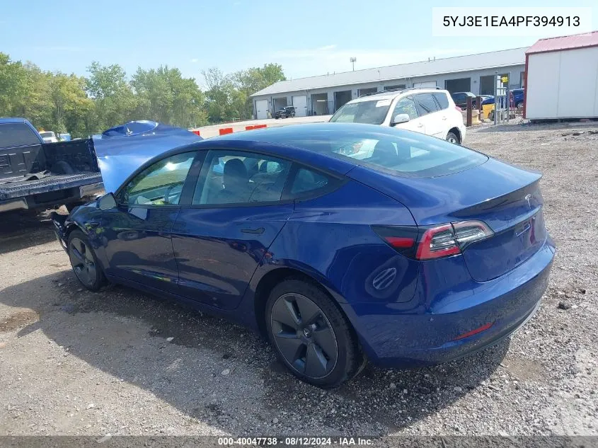 2023 Tesla Model 3 Rear-Wheel Drive VIN: 5YJ3E1EA4PF394913 Lot: 40047738