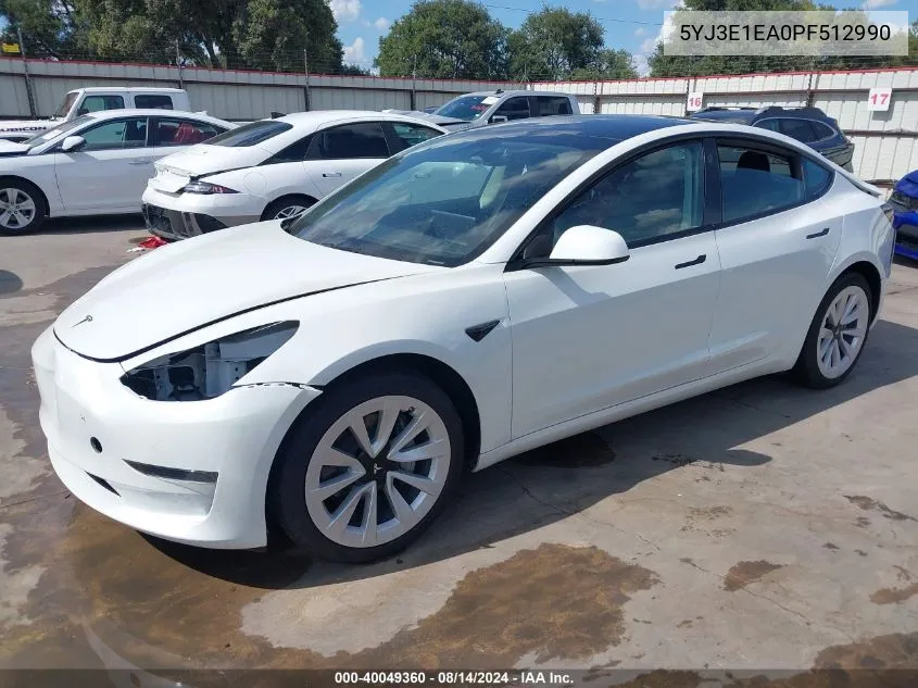 5YJ3E1EA0PF512990 2023 Tesla Model 3 Rear-Wheel Drive