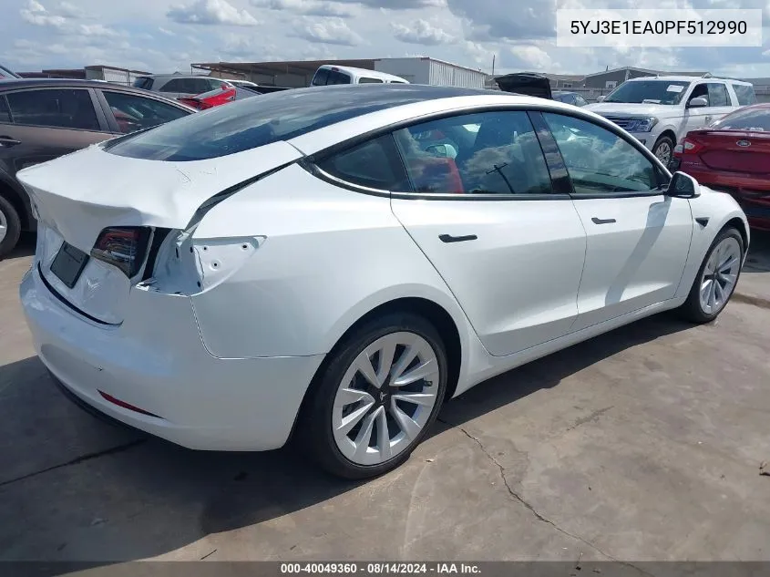 5YJ3E1EA0PF512990 2023 Tesla Model 3 Rear-Wheel Drive