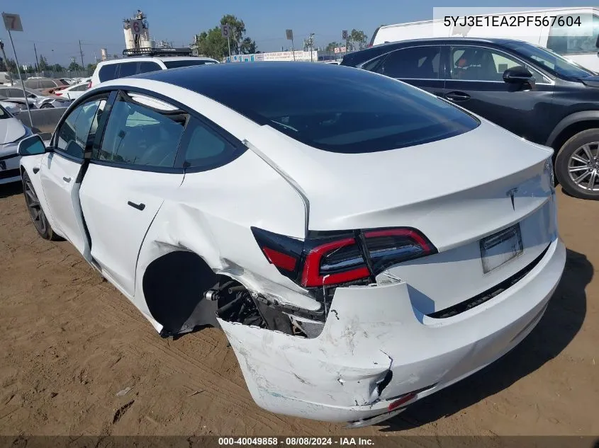 5YJ3E1EA2PF567604 2023 Tesla Model 3 Rear-Wheel Drive