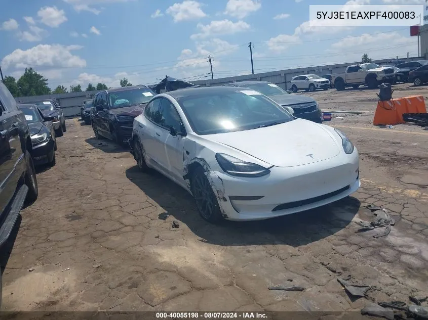 2023 Tesla Model 3 Rear-Wheel Drive VIN: 5YJ3E1EAXPF400083 Lot: 40055198