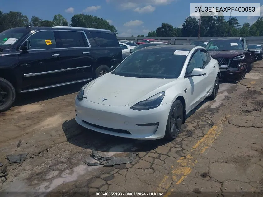 2023 Tesla Model 3 Rear-Wheel Drive VIN: 5YJ3E1EAXPF400083 Lot: 40055198