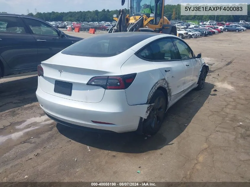 2023 Tesla Model 3 Rear-Wheel Drive VIN: 5YJ3E1EAXPF400083 Lot: 40055198