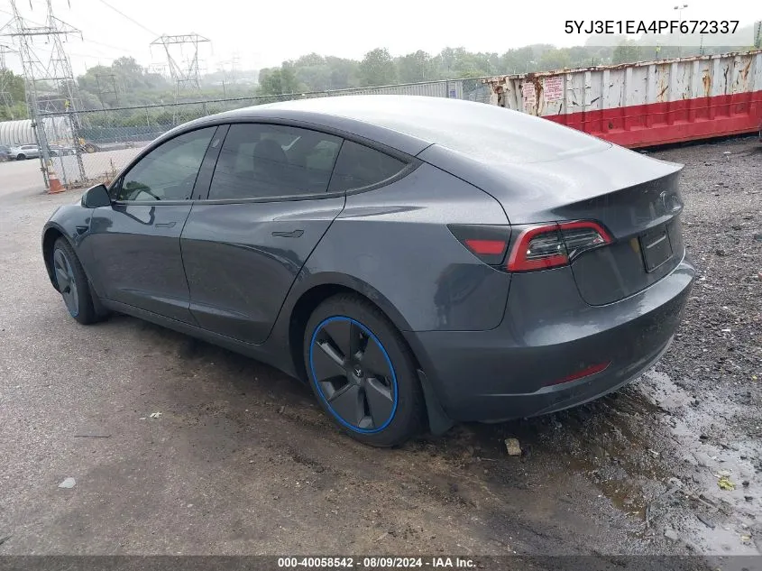 2023 Tesla Model 3 Rear-Wheel Drive VIN: 5YJ3E1EA4PF672337 Lot: 40058542