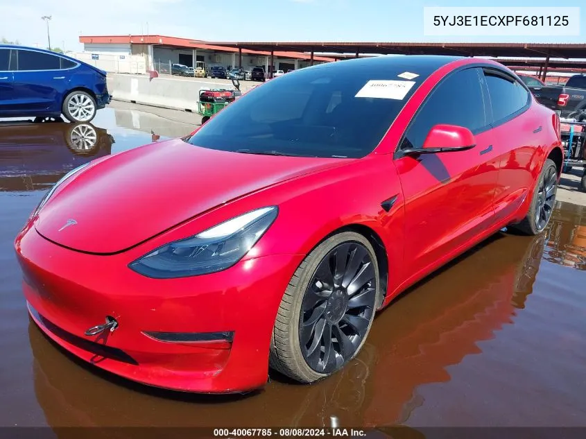 2023 Tesla Model 3 Performance Dual Motor All-Wheel Drive VIN: 5YJ3E1ECXPF681125 Lot: 40067785