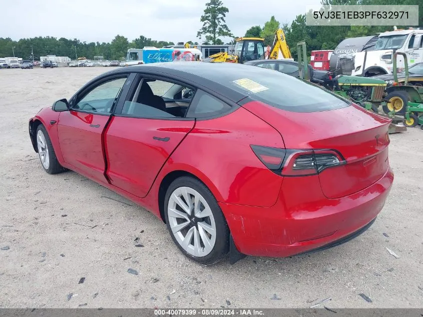 2023 Tesla Model 3 Long Range Dual Motor All-Wheel Drive VIN: 5YJ3E1EB3PF632971 Lot: 40079399