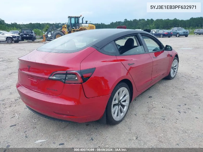 2023 Tesla Model 3 Long Range Dual Motor All-Wheel Drive VIN: 5YJ3E1EB3PF632971 Lot: 40079399