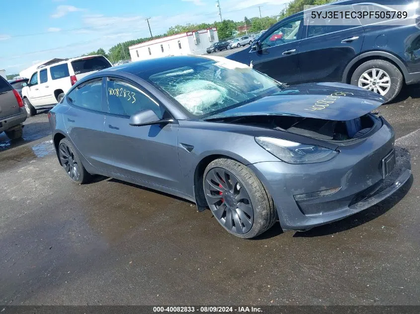 2023 Tesla Model 3 Performance Dual Motor All-Wheel Drive VIN: 5YJ3E1EC3PF505789 Lot: 40082833