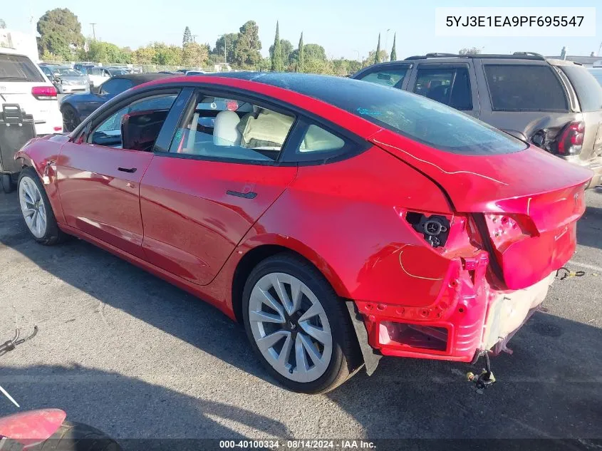 2023 Tesla Model 3 Rear-Wheel Drive VIN: 5YJ3E1EA9PF695547 Lot: 40100334