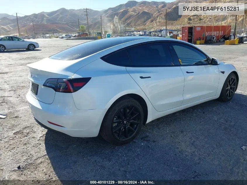 2023 Tesla Model 3 Rear-Wheel Drive VIN: 5YJ3E1EA4PF615281 Lot: 40101229