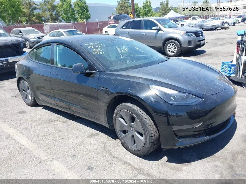 2023 Tesla Model 3 Rear-Wheel Drive VIN: 5YJ3E1EA1PF567626 Lot: 40104978