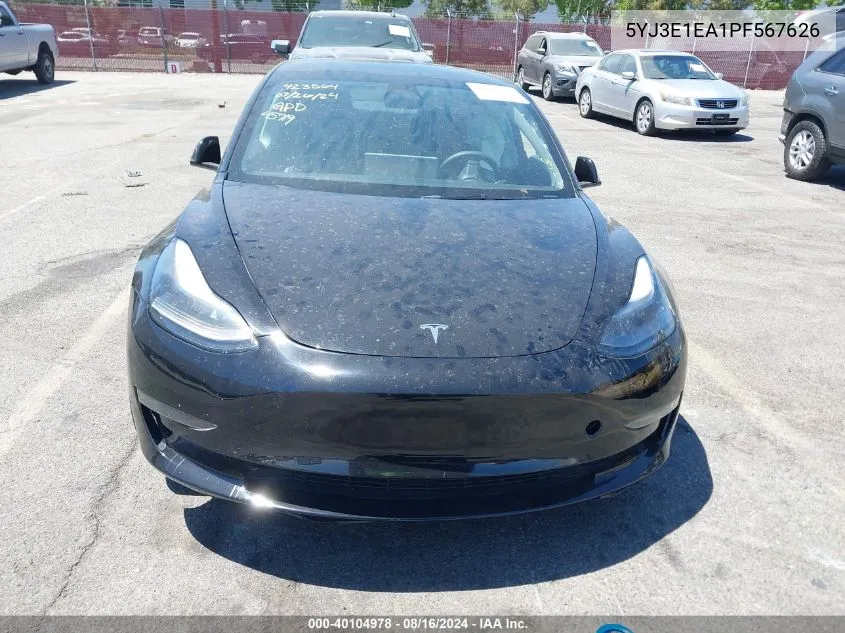 5YJ3E1EA1PF567626 2023 Tesla Model 3 Rear-Wheel Drive