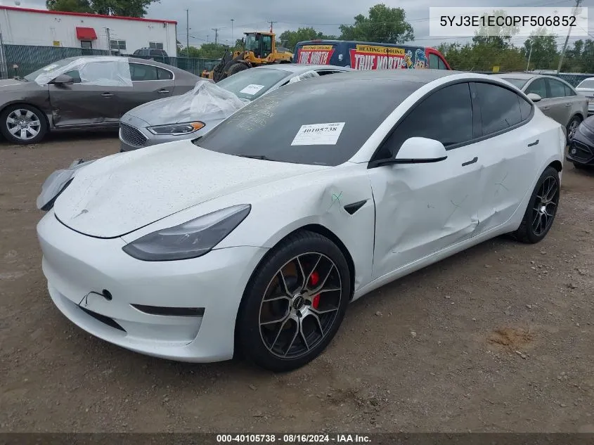 2023 Tesla Model 3 Performance Dual Motor All-Wheel Drive VIN: 5YJ3E1EC0PF506852 Lot: 40105738