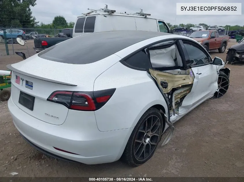 2023 Tesla Model 3 Performance Dual Motor All-Wheel Drive VIN: 5YJ3E1EC0PF506852 Lot: 40105738