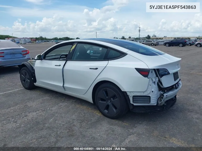 2023 Tesla Model 3 Rear-Wheel Drive VIN: 5YJ3E1EA5PF543863 Lot: 40105951