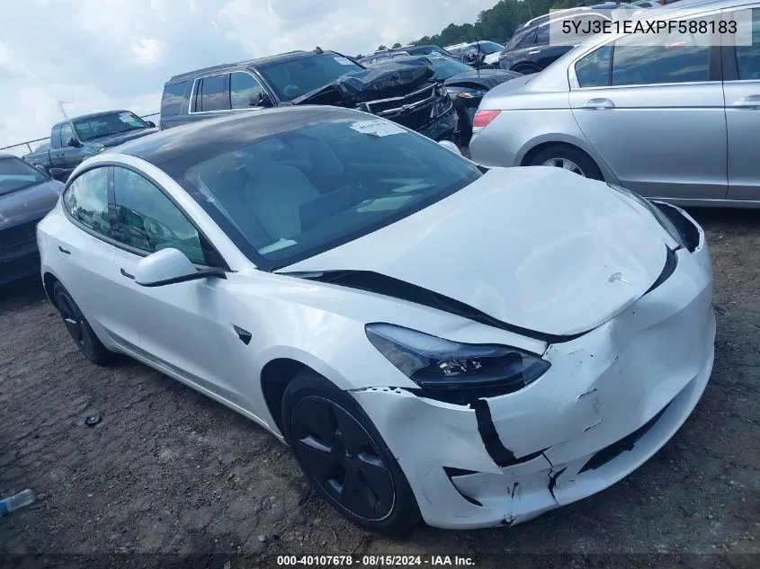 2023 Tesla Model 3 Rear-Wheel Drive VIN: 5YJ3E1EAXPF588183 Lot: 40107678