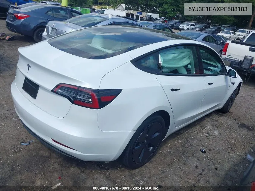 2023 Tesla Model 3 Rear-Wheel Drive VIN: 5YJ3E1EAXPF588183 Lot: 40107678