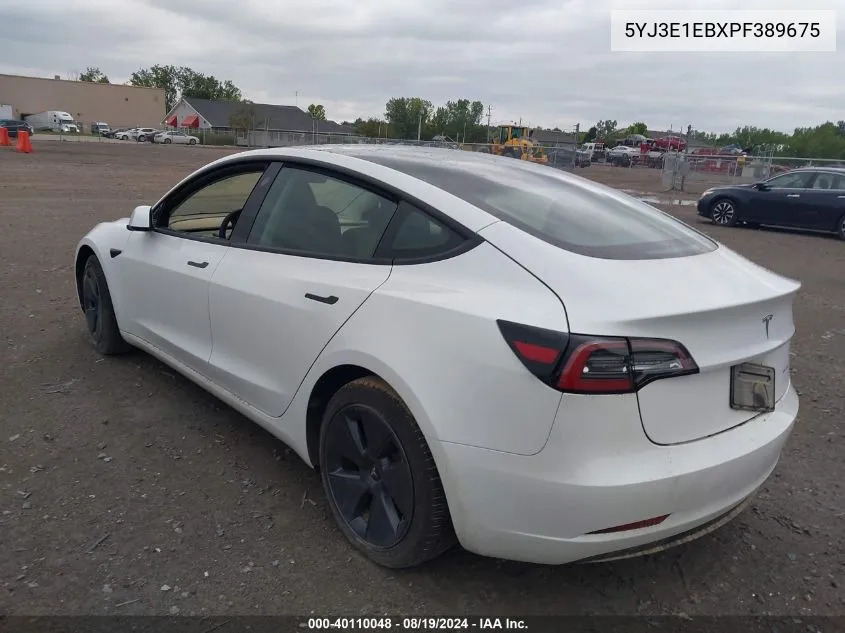 2023 Tesla Model 3 Long Range Dual Motor All-Wheel Drive VIN: 5YJ3E1EBXPF389675 Lot: 40110048