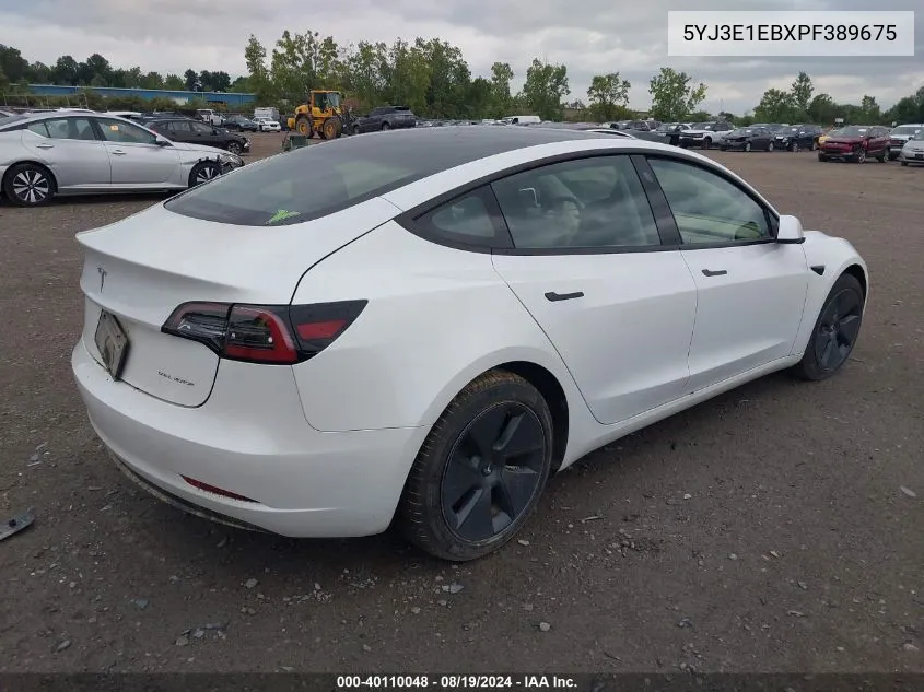 2023 Tesla Model 3 Long Range Dual Motor All-Wheel Drive VIN: 5YJ3E1EBXPF389675 Lot: 40110048