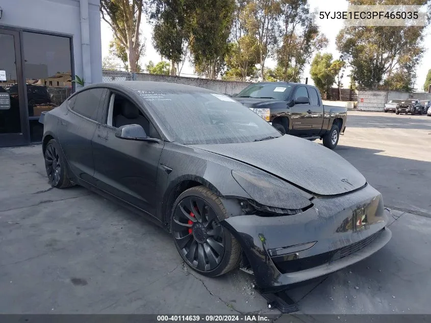 2023 Tesla Model 3 Performance Dual Motor All-Wheel Drive VIN: 5YJ3E1EC3PF465035 Lot: 40114639