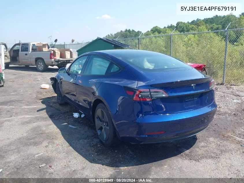 5YJ3E1EA4PF679191 2023 Tesla Model 3 Rear-Wheel Drive