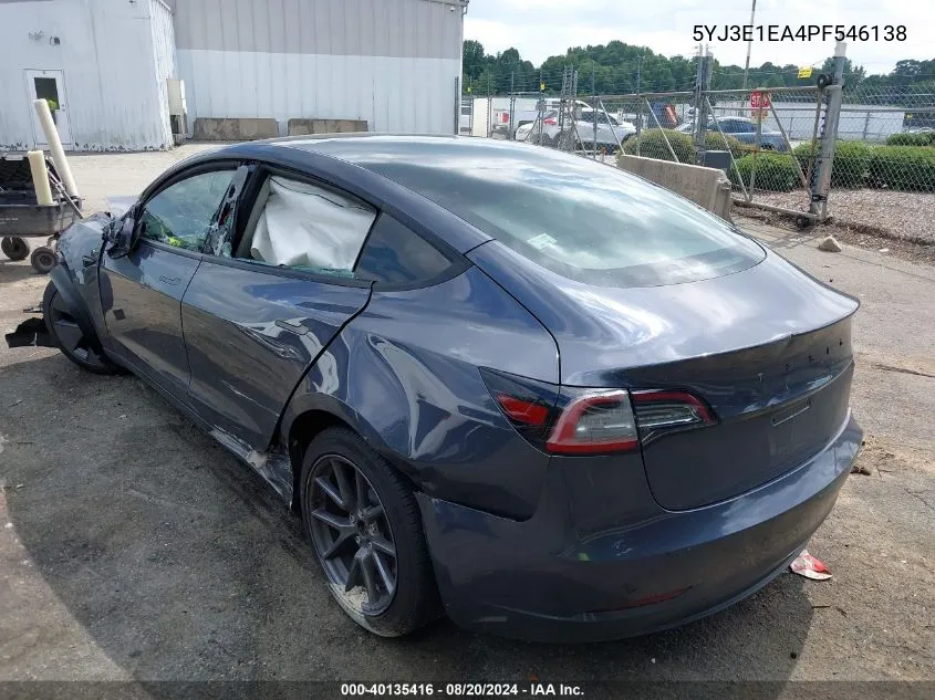 5YJ3E1EA4PF546138 2023 Tesla Model 3 Rear-Wheel Drive