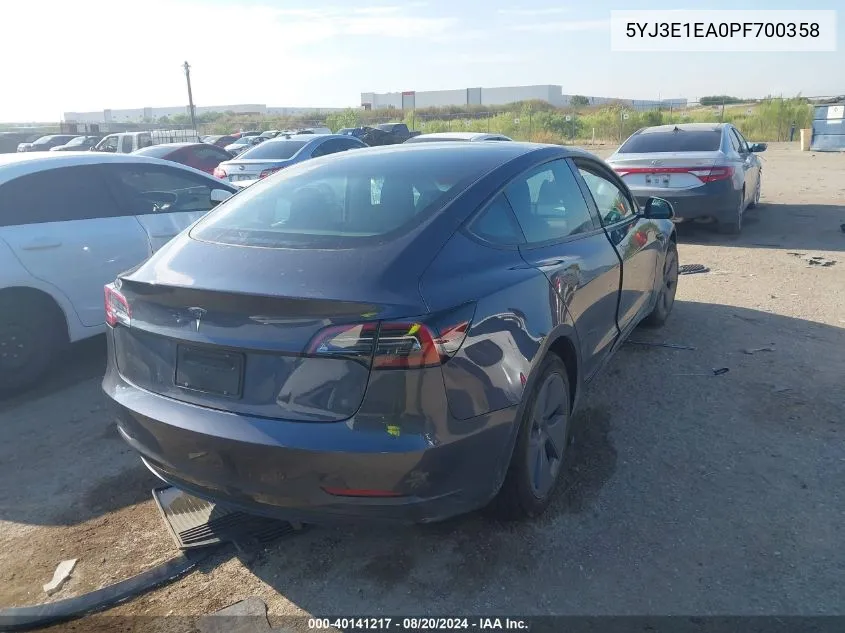 2023 Tesla Model 3 VIN: 5YJ3E1EA0PF700358 Lot: 40141217