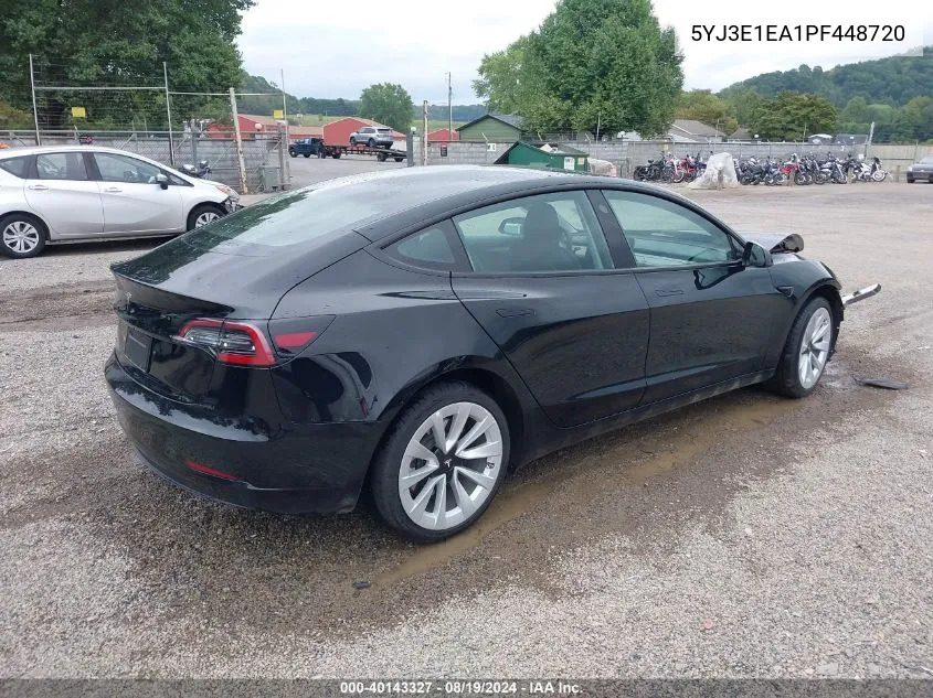 2023 Tesla Model 3 Rear-Wheel Drive VIN: 5YJ3E1EA1PF448720 Lot: 40143327