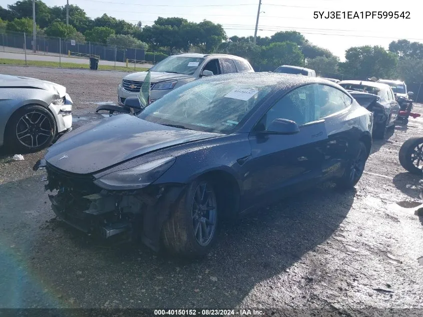 2023 Tesla Model 3 Rear-Wheel Drive VIN: 5YJ3E1EA1PF599542 Lot: 40150152