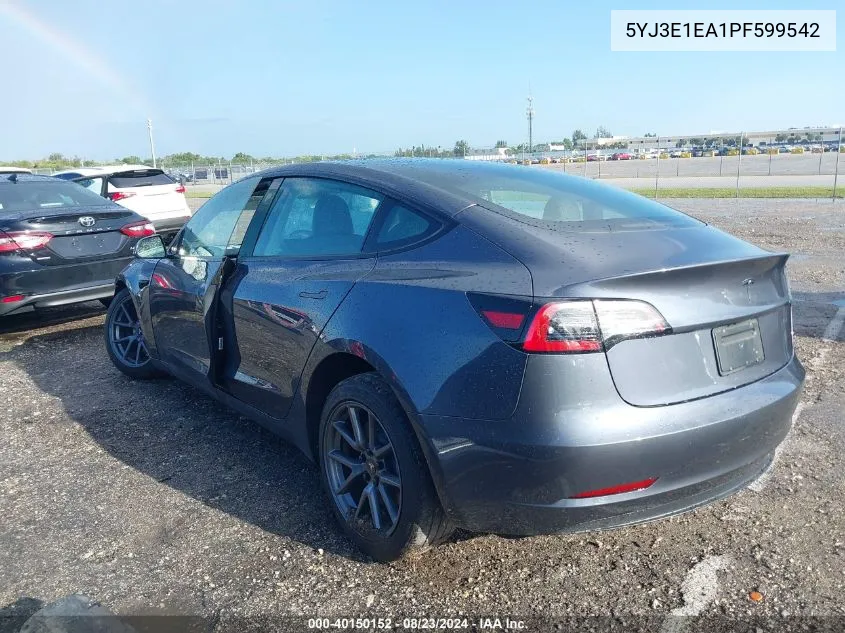 2023 Tesla Model 3 Rear-Wheel Drive VIN: 5YJ3E1EA1PF599542 Lot: 40150152