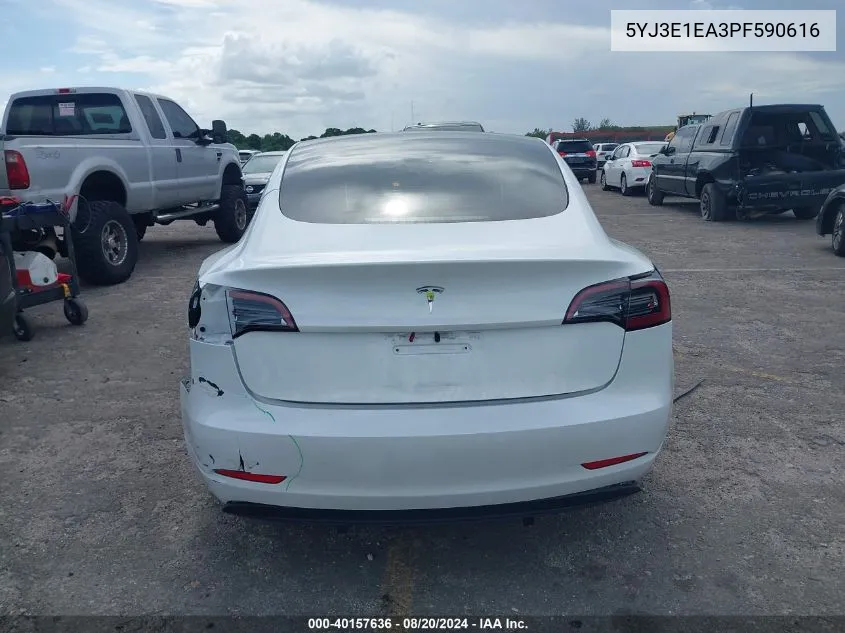 2023 Tesla Model 3 Rear-Wheel Drive VIN: 5YJ3E1EA3PF590616 Lot: 40157636