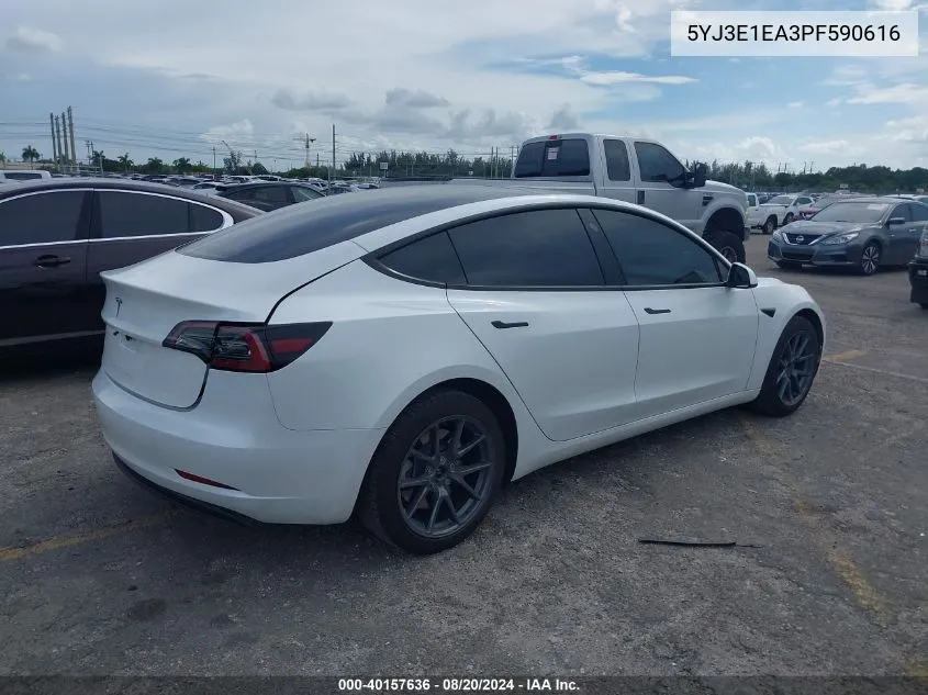 2023 Tesla Model 3 Rear-Wheel Drive VIN: 5YJ3E1EA3PF590616 Lot: 40157636