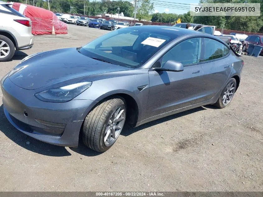 2023 Tesla Model 3 Rear-Wheel Drive VIN: 5YJ3E1EA6PF695103 Lot: 40167205