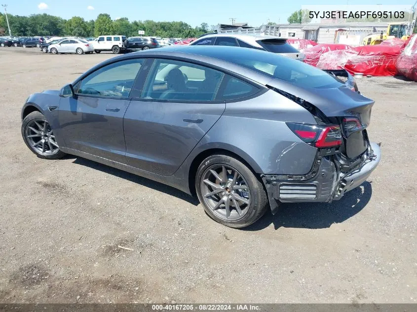 2023 Tesla Model 3 Rear-Wheel Drive VIN: 5YJ3E1EA6PF695103 Lot: 40167205